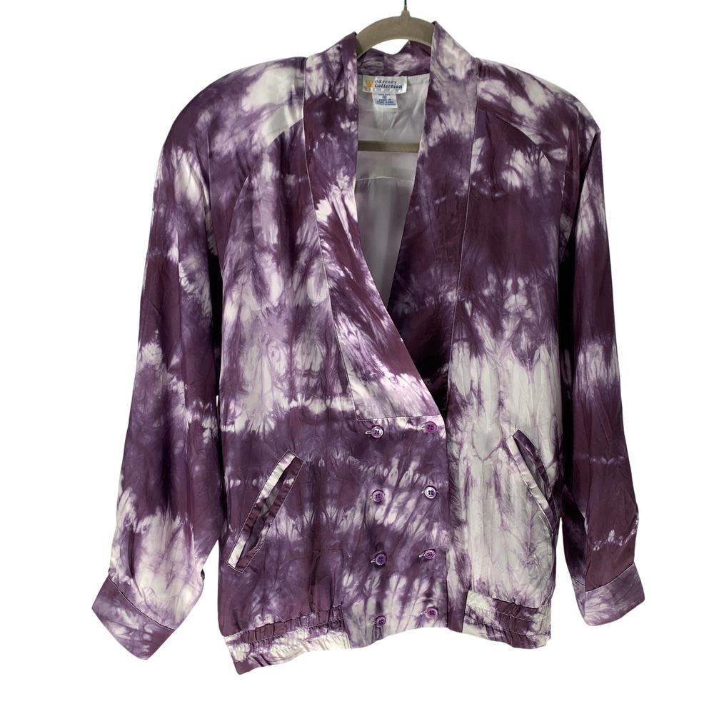 Odyssey Collection Vintage Silk Tie Dye Evening Jacket Purple White Small